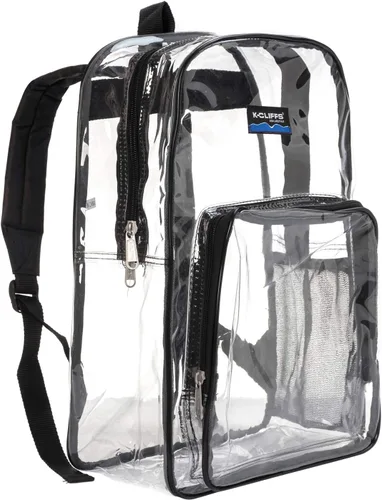 Vista 10 de K-Cliffs Large Transparent Backpack Clear Heavy Duty School Bag Durable Student Bookbag See Through Vinyl Daypack Workbag
