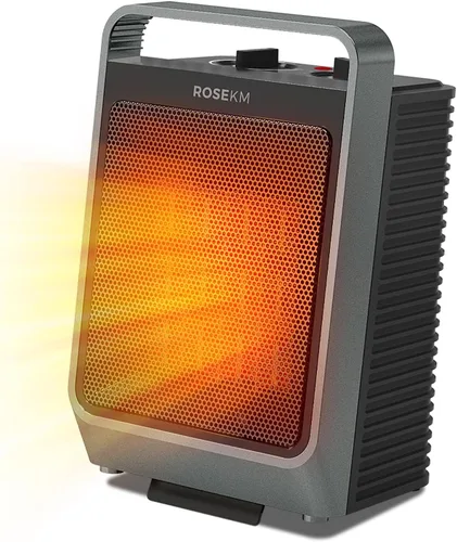 Vista 8 de ROSEKM Calentadores de espacio para uso en interiores, calentador eléctrico portátil de 1500 W con termostato, calentador de cerámica