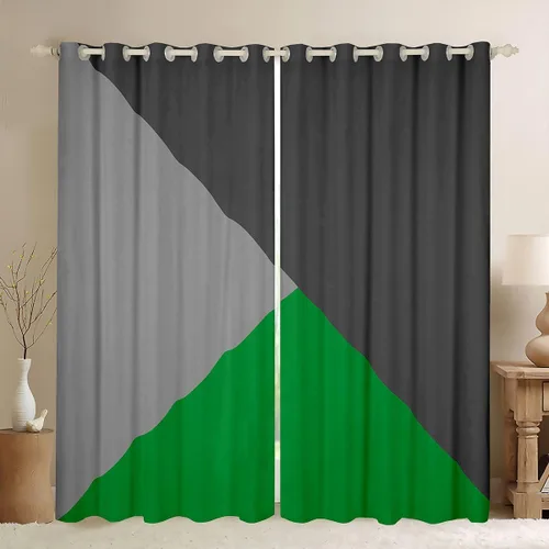 Vista 33 de Cortinas opacas de 38 pulgadas de ancho x 45 pulgadas de largo, cortinas opacas de triángulo geométrico naranja, negro, gris claro, cortinas