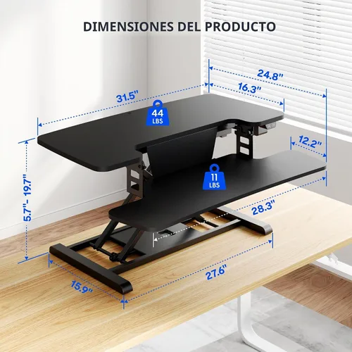 Vista 3 de FLEXISPOT Convertidor de escritorio de pie motorizado de 32 pulgadas, elevador de escritorio eléctrico para estar de pie, soporte de escritorio