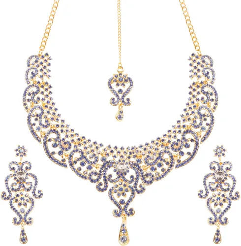 Vista 79 de Conjunto precioso de collar con look real Indian Bollywood, maravillosamente decorado, conjunto de collar adornado para mujer.