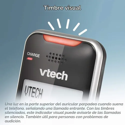 Vista 6 de VTECH VS112-3 DECT 6.0 - Teléfono inalámbrico Bluetooth 3 para el hogar con contestador, bloqueo de llamadas, identificador de llamadas Plateado