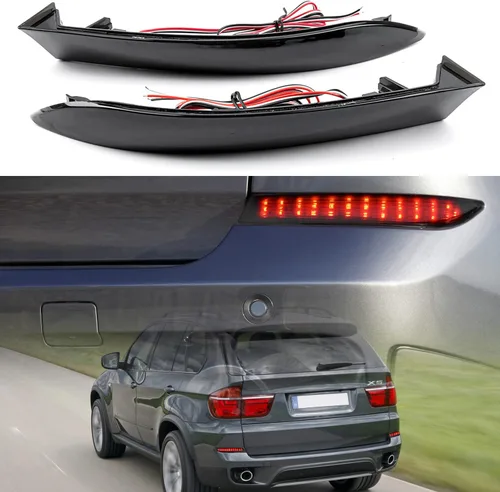 Vista 4 de Luces reflectoras LED para parachoques trasero 2010-2013 B-MW X5 E70 LCI sin M Sprots Red Led Tail Driving Parking Lamps Full Strip LED Reflector