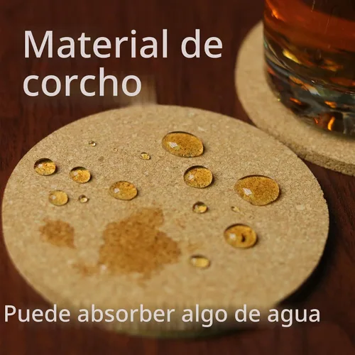 Vista 2 de 6 posavasos de corcho, posavasos de 3.9 pulgadas, juego
