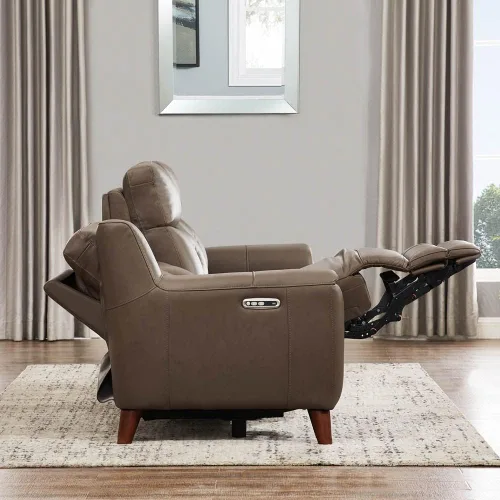 Vista 5 de Hydeline Torino Zero Gravity Power reclinable y reposacabezas de cuero de grano superior con puertos USB integrados, trufa, espuma viscoelástica