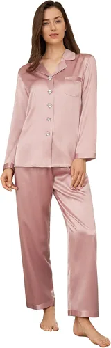 Vista 9 de LilySilk - Conjunto de pijama de seda para mujer, cómoda, de dos piezas, de manga larga, Seda de morera auténtica de 16 momme Verde aguacate