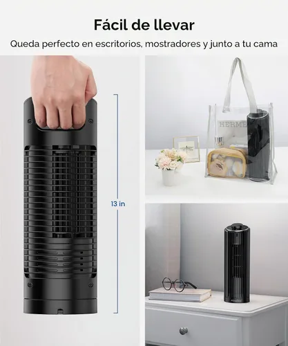 Vista 4 de Abolee Ventilador de torre, ventilador de escritorio de 23 pies/s, ventilador de mesa oscilante de 70° para dormitorio, ventilador de mesa de pie