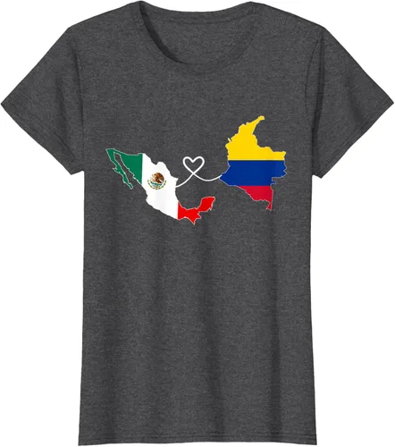 Vista 6 de Camiseta Half Colombian Half Mexican Flag Map DNA Mexico Colombia