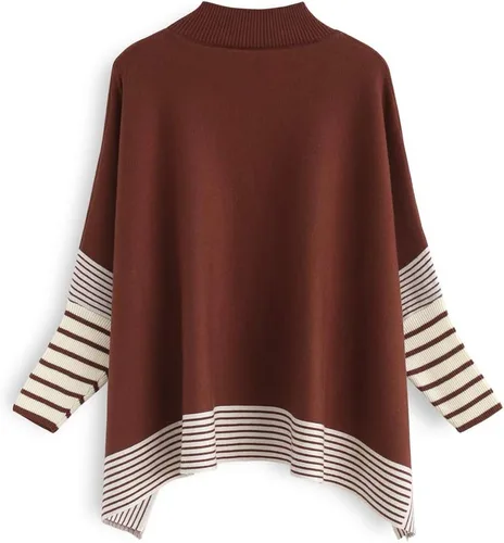 Vista 3 de CHICWISH Suéter de punto suave de gran tamaño a rayas color mostaza/negro/caramelo/oliva/gris