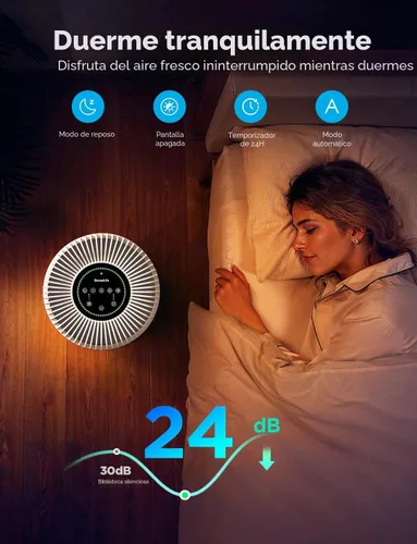 Vista 5 de GoveeLife Purificador de aire inteligente para el hogar, habitación grande de hasta 1524 pies cuadrados, con filtro lavable, sensor de calidad