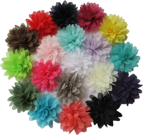 Vista 36 de YYCRAFT Paquete de 30 diademas de flores de gasa de 2 pulgadas, color rosa bebé