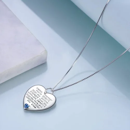 Vista 2 de YFN Collar con colgante de plata de ley con texto en inglés "Always Remember You are Braver Than You Believe