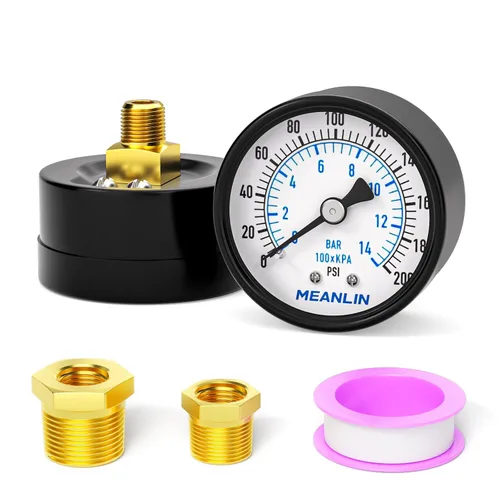 Vista 23 de MEANLIN MEASURE - Manómetro electromecánico de 2" de esfera con cara, NPT de 1/4 de pulgada, para bomba de pozo, con bujes hexagonales NPT de 1/2