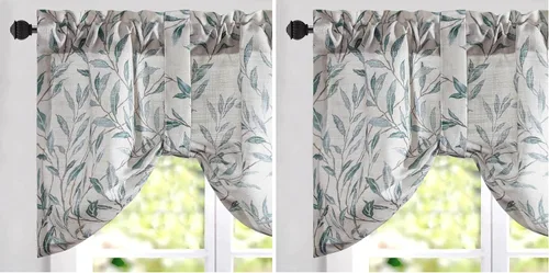 Vista 8 de VOGOL Cenefa floral negra para ventanas, patrón de pájaro, 52 x 18 pulgadas *Pájaro dorado