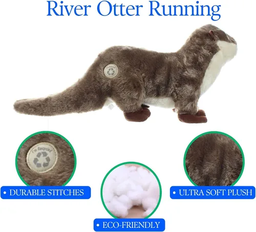 Vista 8 de The Petting Zoo Animal de peluche de nutria de río, regalos para niños, animales salvajes del zoológico Onez, juguete de peluche para correr de 18