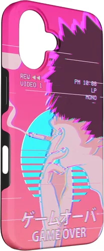 Vista 3 de Funda retro para iPhone 16 Vaporwave Aesthetic Emo Anime Boy Sad Game Over Lofi