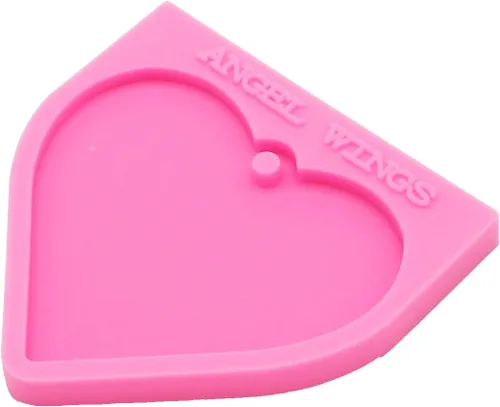 Vista 4 de Angel Wings Moldes de silicona de resina para llavero de corazón brillante para hacer collares, moldes para hacer joyas, llavero, colgante, bolsa