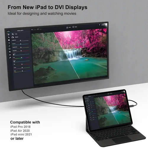 Vista 7 de BENFEI - Cable USB C a DVI, USB Tipo-C a DVI (Thunderbolt 3) compatible con MacBook Pro 2019/2018/2017, Samsung Galaxy S9/S8, Surface Book 2, Dell