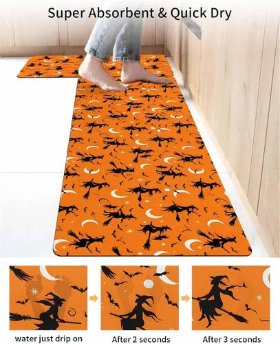 Vista 4 de Tapete de baño de Halloween para bañera, antideslizante, de secado rápido y absorbente, tierra de diatomeas, fregadero, dormitorio, cocina, lavable