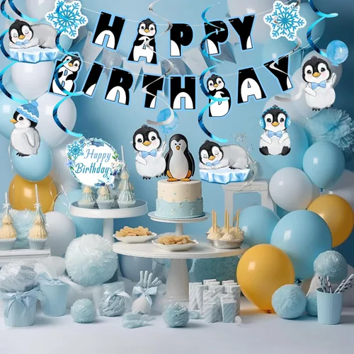 Vista 5 de Cartel de feliz cumpleaños de pingüino, decoraciones de fiesta, suministros de baby shower, recuerdos de fiesta para niños, adolescentes, regalos