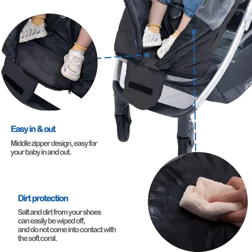 Vista 3 de Yobee Saco universal para todos los cochecitos, bolsa de felpa cálida resistente a la intemperie, fácil de instalar, accesorios multifunción