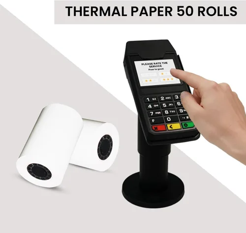 Vista 7 de BAM POS Papel térmico de 1 capa, 2-1/4 x 50 pies, compatible con Ingenico ICT 200/220/250, Verifone VX 520, Hypercom, Nurit Machines, sin BPA