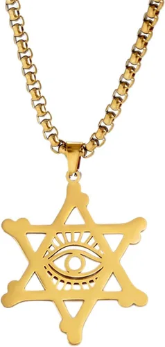 Vista 25 de EUEAVAN Collar con dije de estrella de David contra el mal de ojo de seis puntas con dije de estrella de David, hexagrama demoníaco religioso