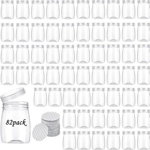 Vista 9 de Paquete de 84 mini tarros de plástico de 4 onzas con tapas para recipiente Plástico-84Pack-Negro