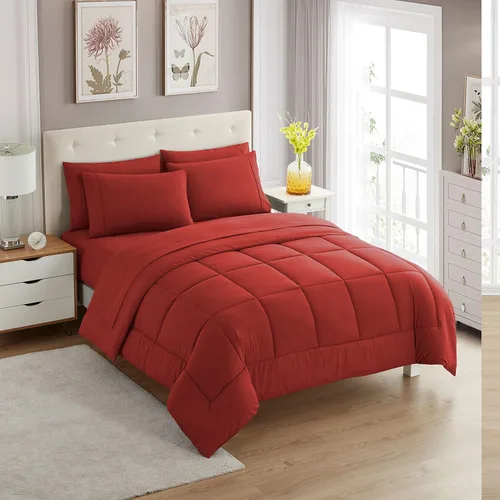 Vista 46 de Sweet Home Collection Juego de edredón de 7 piezas de color sólido para todas las estaciones, manta alternativa de plumón suave y lujosas sábanas