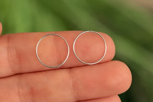 Vista 112 de Gold Hoop Earrings Silver Hoop Earrings - Hoop Earrings For Women Two Pcs Of Thin Gold Filled Sterling Silver Hoops, Helix Hoop, Tragus Ring