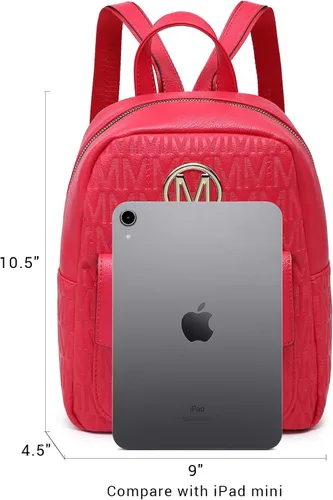 Vista 6 de MKP - Mochila pequeña para mujer, bolso de hombro con borla y dije, Magenta, Mochilas Daypack