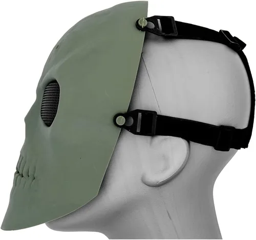 Vista 2 de UK Arms Airsoft AC-475G Skull Máscara de protección de cara completa Airsoft - Zombie Green