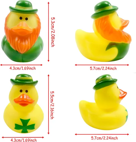 Vista 4 de 27 piezas de patos de goma para el día de San Patricio, accesorios para baby shower, mini patitos de 2.16 pulgadas, juguetes de baño para niños
