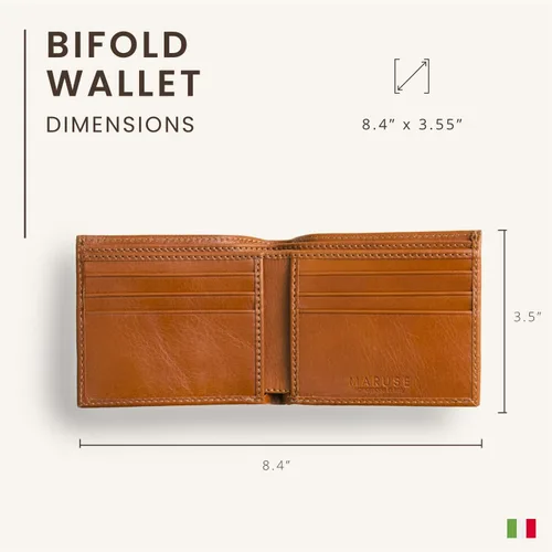 Vista 4 de Maruse Billetera plegable delgada de cuero cartera minimalista para hombres, Miel, Minimalista