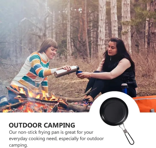 Vista 4 de Sartén de hierro fundido antiadherente para acampar al aire libre, cacerola para carne, sartén de 9 pulgadas, utensilios de cocina