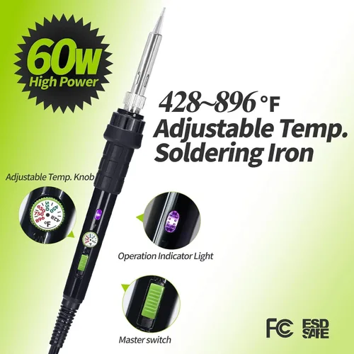 Vista 5 de YIHUA Paquete de kit de soldador manual 947-III con soporte para soldador X-4 Premium (opción de respaldo)(15 artículos)
