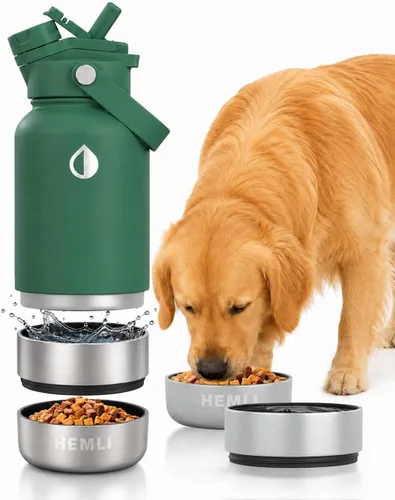 Vista 17 de Botella de agua para perros, botella de agua de viaje aislada para perros, dispensador de botellas de agua para mascotas de acero inoxidable