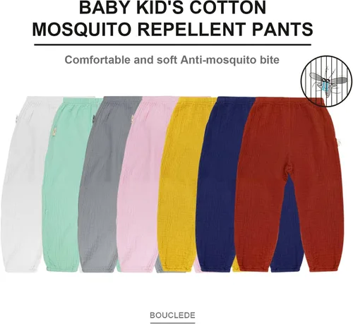 Vista 6 de Bouclede Paquete de 2 pantalones de harén de algodón suave para niñas, pantalones de lino casuales