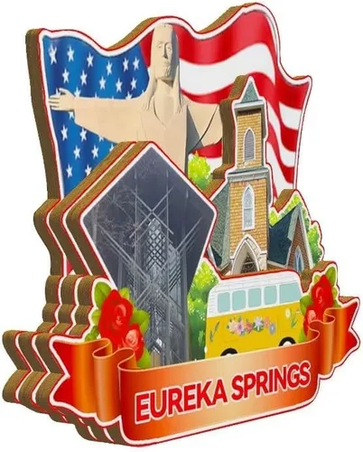 Vista 2 de Eureka Springs Arkansas USA - Imán de madera para nevera, monumentos 3D, recuerdos coleccionables de viaje, decoración hecha a mano -3568