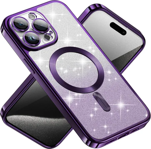Vista 4 de Funda magnética transparente para iPhone 15 Pro Max, silicona transparente a prueba de golpes con carga MagSafe, fundas protectoras de lujo