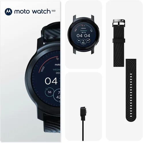 Vista 9 de Motorola Moto Watch 100 - Reloj inteligente con GPS de 1.654 in para hombres y mujeres, batería de 14 días, frecuencia cardíaca 24/7, SpO2, Phanthom
