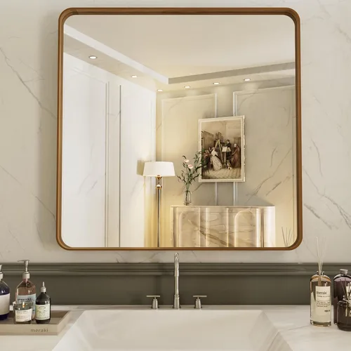 Vista 28 de LOAAO 20x16 Pulgadas Espejo de Baño con Marco de Metal Negro para Pared, Espejo de Tocador de Baño de Estilo Granja, Espejo Grande Rectangular