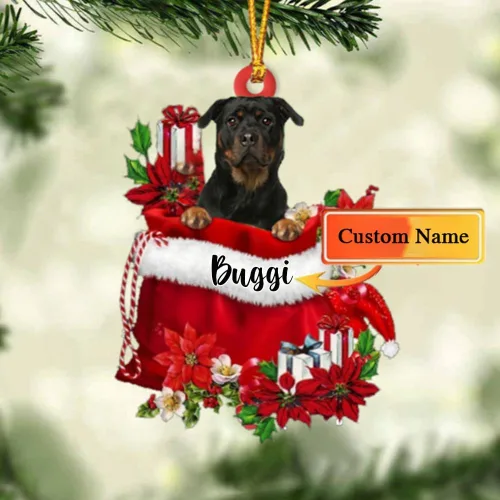 Vista 34 de Perro Akita Inu personalizado en bolsa de regalo, adorno de Navidad, nombre personalizado, regalo para amantes de los perros, familia, Navidad