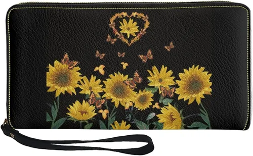 Vista 34 de Coldinair Cartera de piel sintética con cierre de cremallera para mujer, con bloqueo RFID, monedero para teléfono con correa para viaje, Añade tu