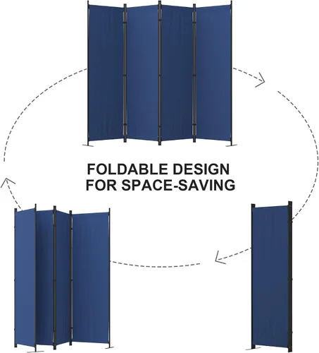 Vista 6 de GOJOOASIS Divisores de habitación Pantallas de privacidad plegables Partición de 4 paneles (azul)
