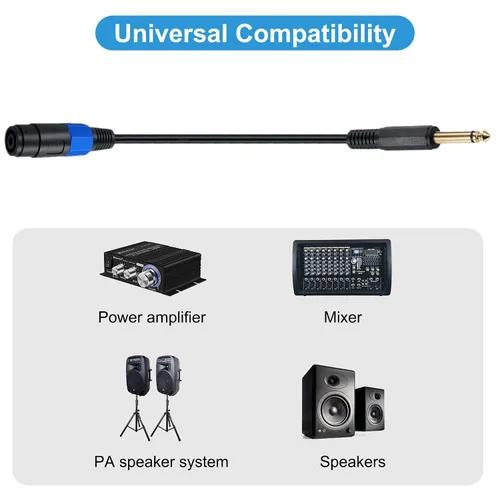 Vista 4 de Cable de altavoz mono 1/1.6 - 19.7 in/0.5FT Speakon a 1/4 TS Plug Adaptador de audio para altavoz DJ/PA Speakon hembra a 1/4 macho recto