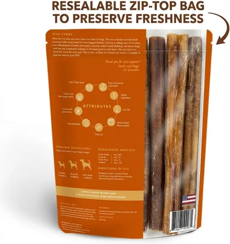 Vista 8 de Bites for Friends Bully Sticks Golosinas para perros de 6 pulgadas de larga duración, masticables naturales sin cereales sin gluten, golosinas