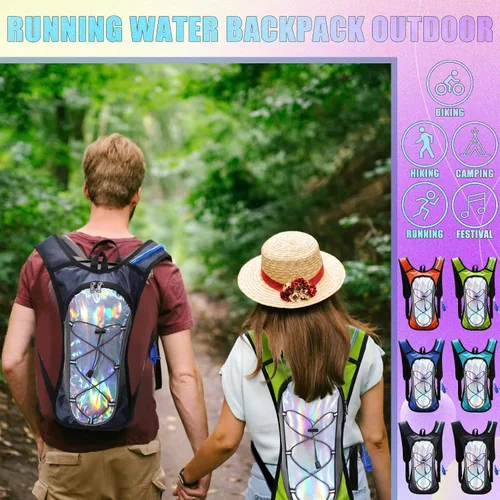 Vista 7 de Chunful Paquete de 6 mochilas de hidratación para correr, paquetes de hidratación para festivales, mochila de agua ligera con vejiga de agua de 2L