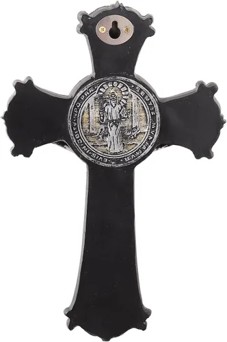 Vista 3 de Taprion Crucifijo de pared - Arte de pared de resina de San Benito - Cruz dorada de 10 pulgadas da bendición y lo sagrado espiritual: regalo de fe