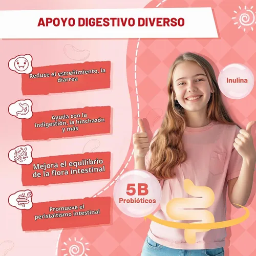Vista 3 de ZEBORA Gomitas de fibra probiótica para niños, 5 mil millones de UFC, 45